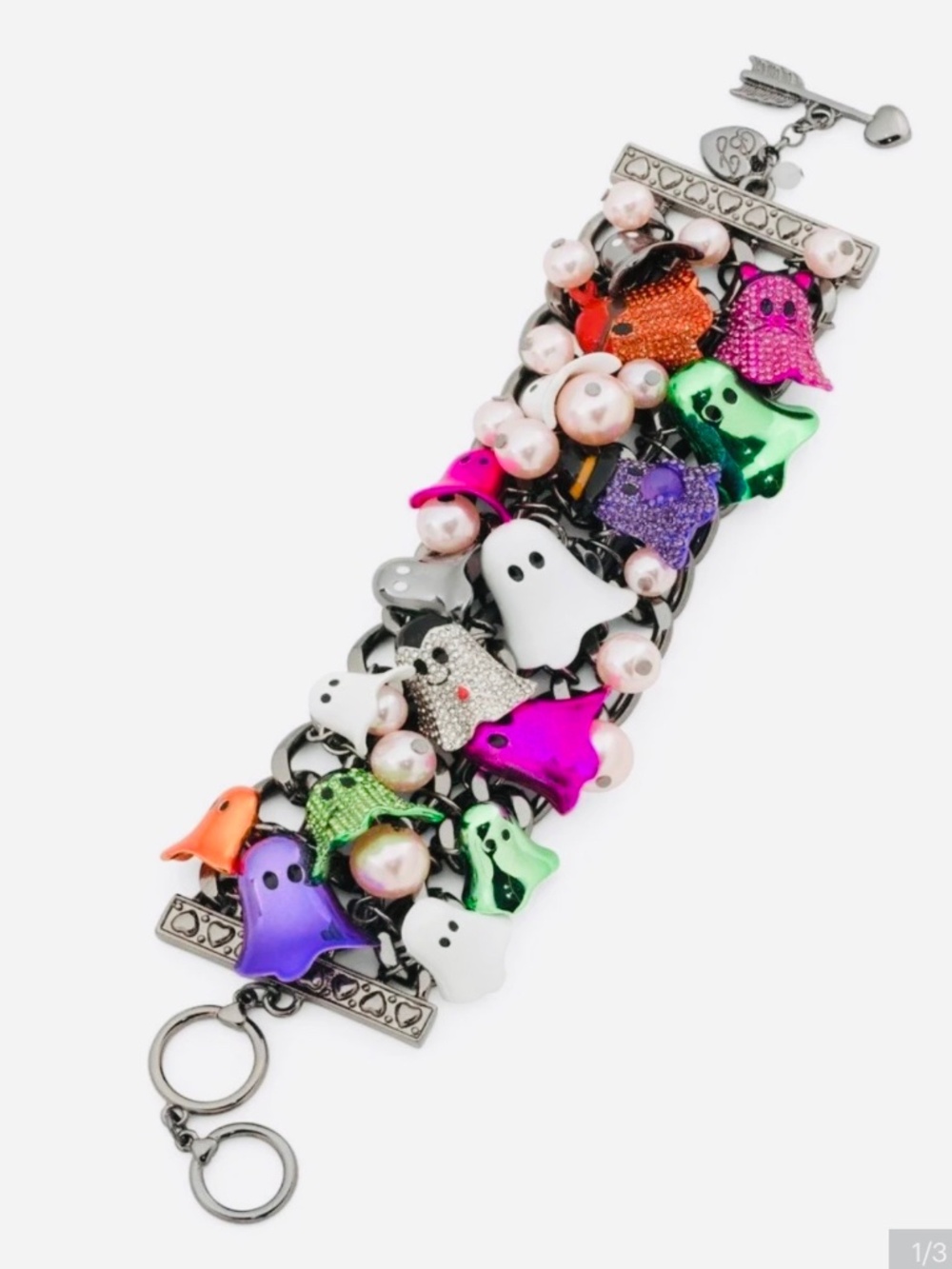 VIRAL Betsey Johnson Multicolor Ghost & Pearl Charm Bracelet